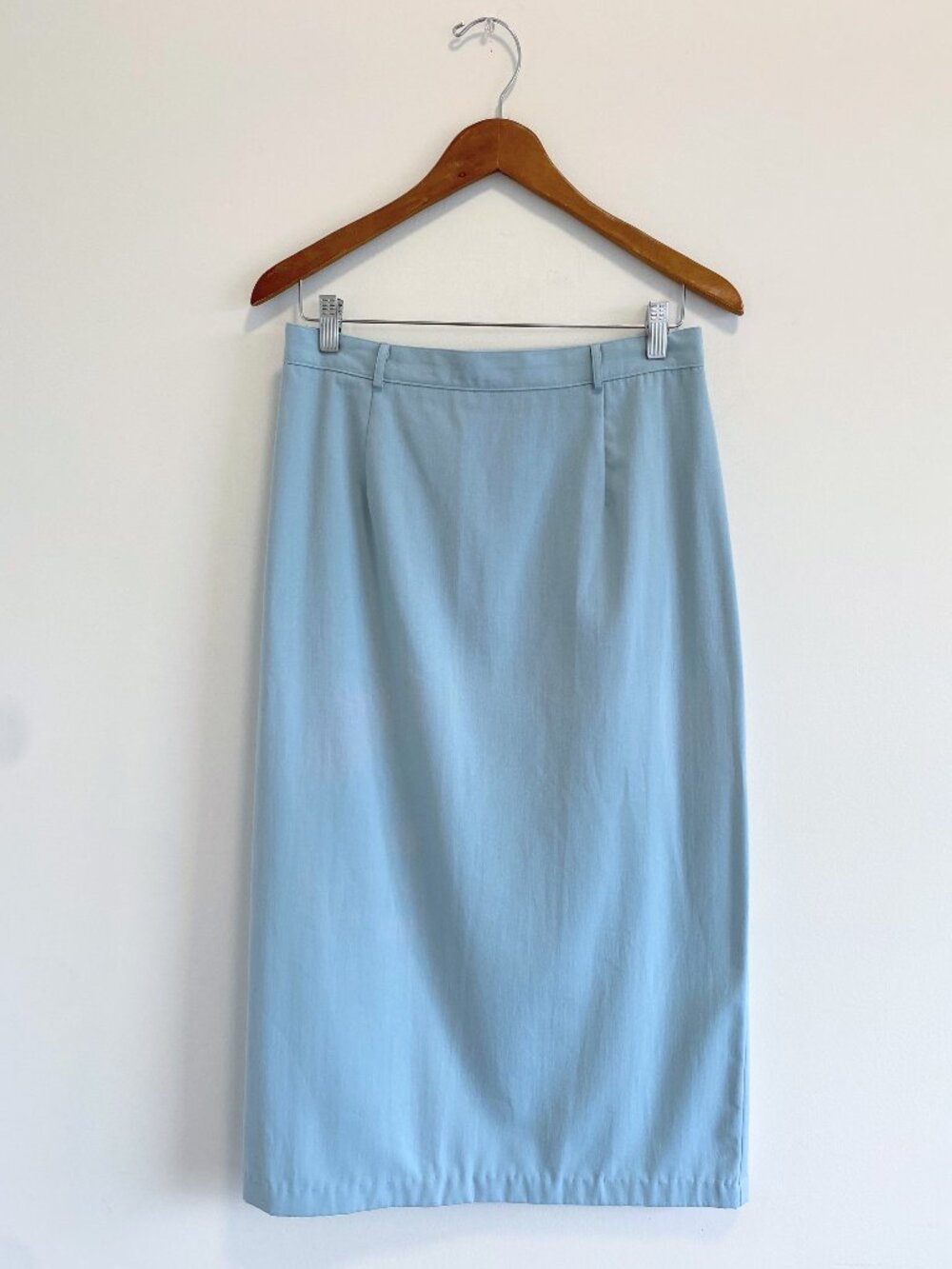Vintage Aqua Blue Midi Length Column Skirt / 90s / Made in Canada